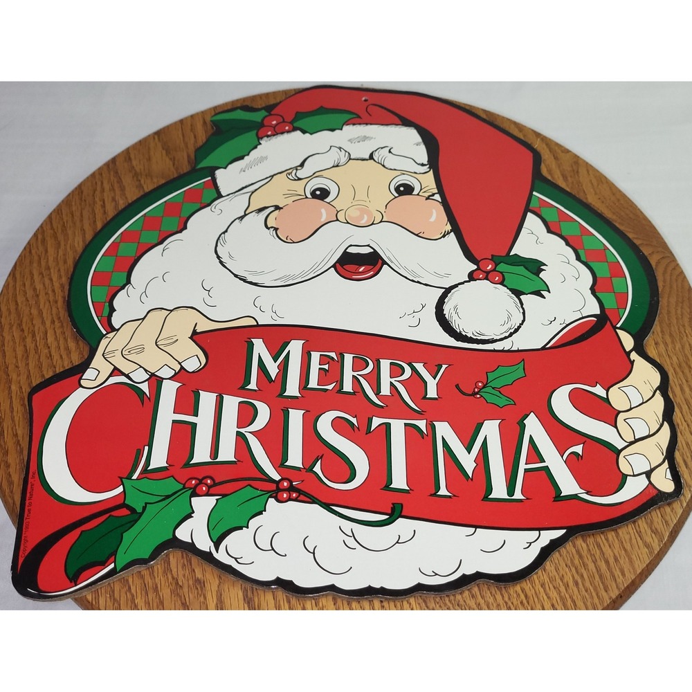 True to Nature Santa Wall Sign Merry Christmas Vintage 1993 Wood Holiday Decor